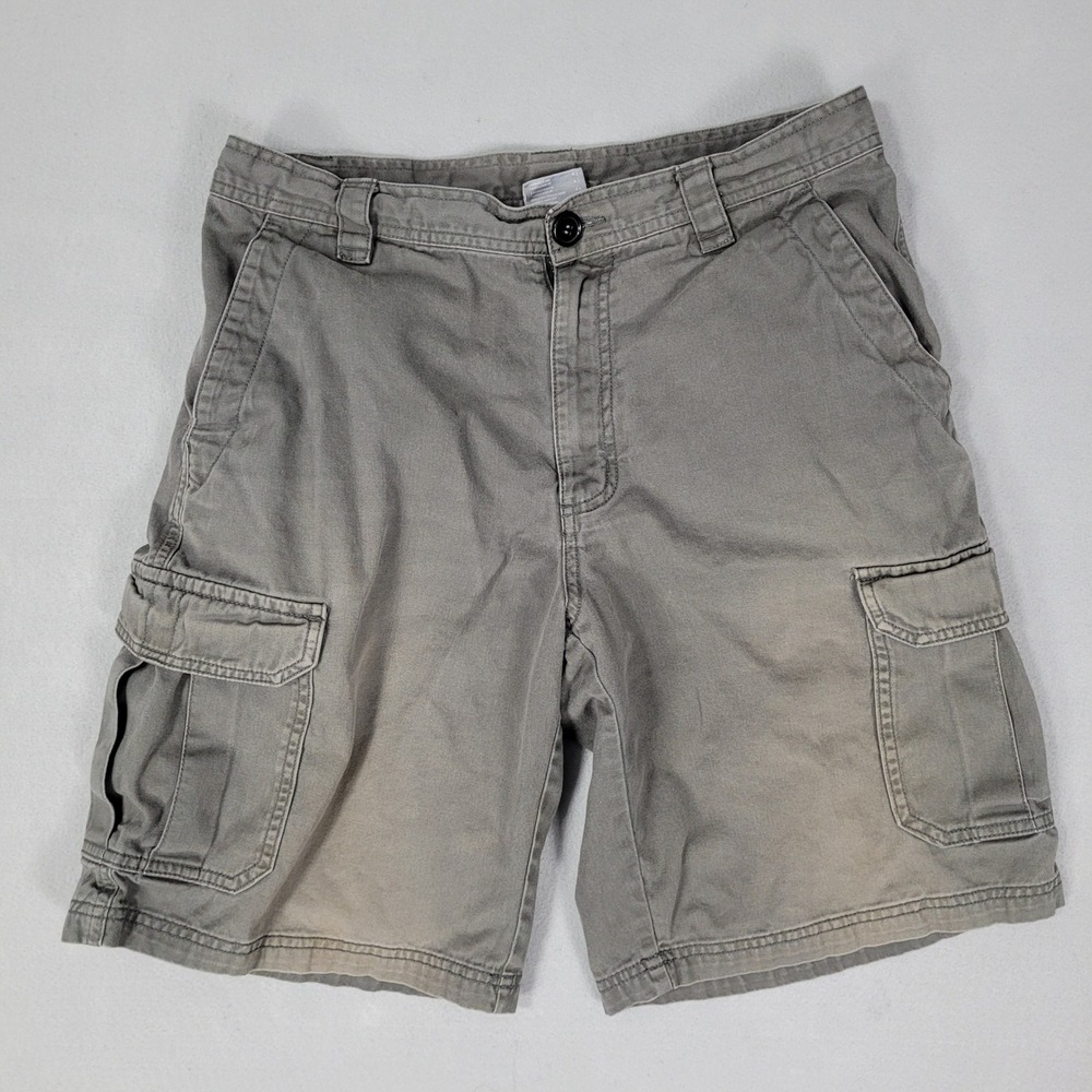 Columbia Cargo Shorts Men's‎ Size 32 Gray Chino Omni-Shade DISTRESSED FADED